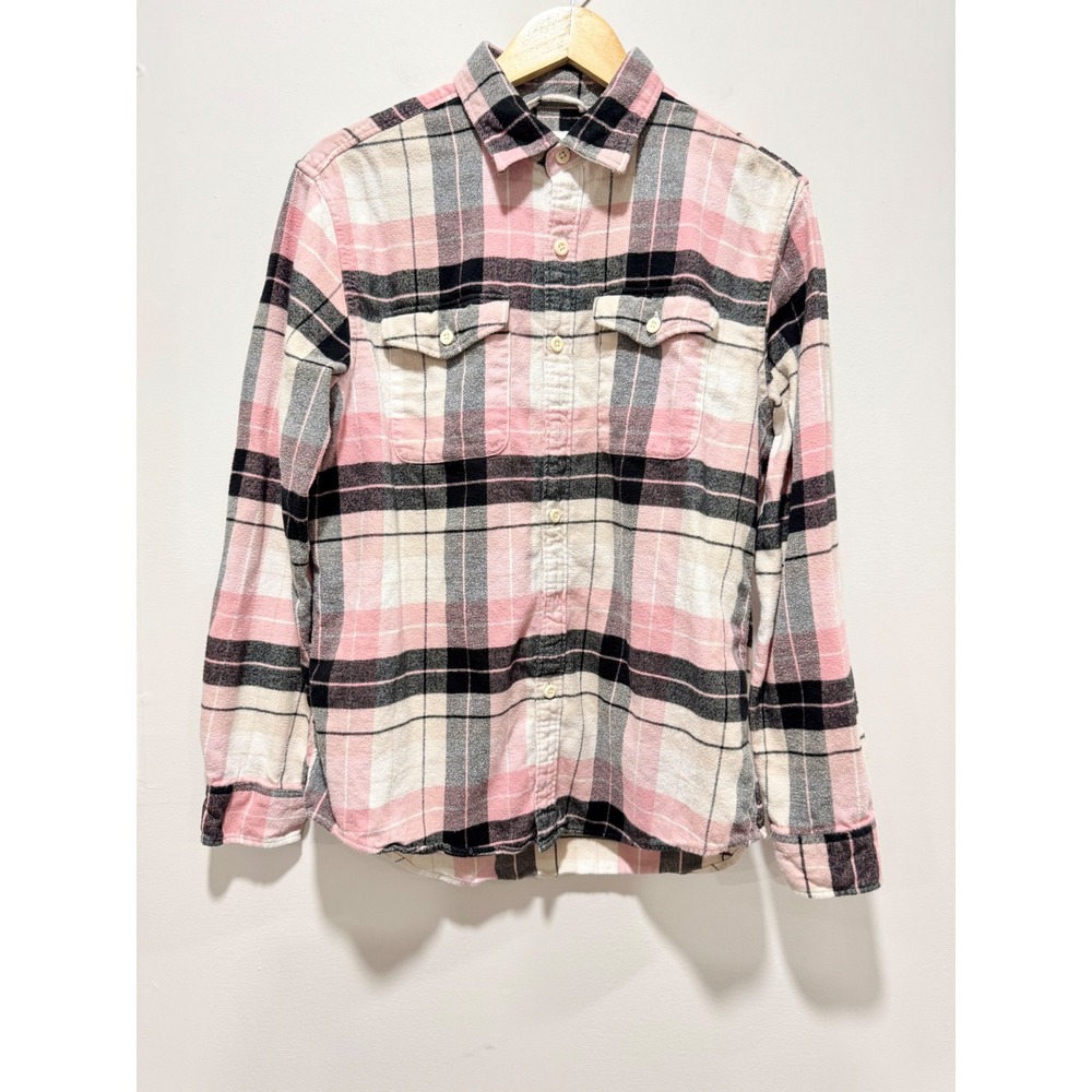 American Eagle Pink Plaid Super Soft Flannel Button Down Shirt Womens Medium